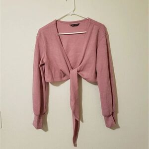 SHEIN PINK LONG SLEEVE CROP TOP M